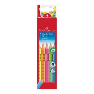 Faber-Castell Jumbo GRIP Blu, Verde, Arancione, Rosa, Giallo 5 pz