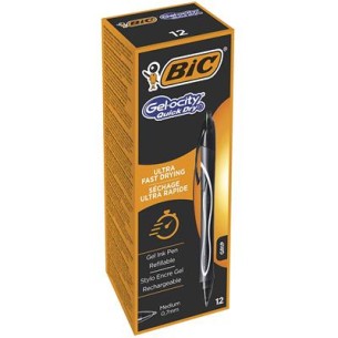 BIC Gel-ocity Quick Dry Nero Penna a sfera retrattile a clip Medio 12 pz