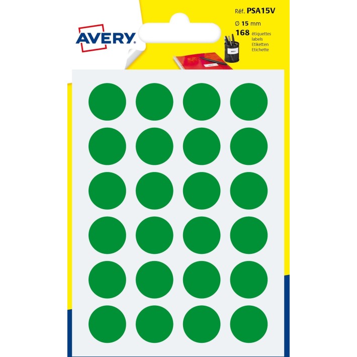 Avery PSA15V etichetta autoadesiva Cerchio Permanente Verde 168 pz