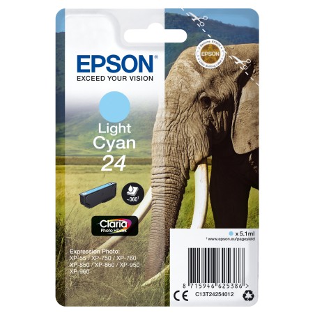 Epson Elephant Inchiostro ciano chiaro singolo Claria Photo HD Elefante 24