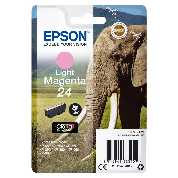 Epson Elephant Inchiostro magenta chiaro singolo Claria Photo HD Elefante 24
