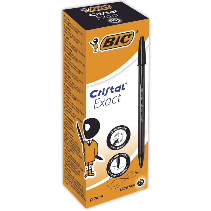 BIC Cristal Exact Nero Penna a sfera Ultra sottile 20 pezzo(i)