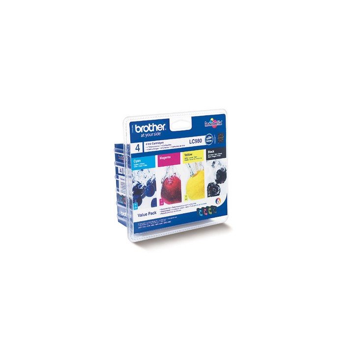 Brother LC980 Pack cartuccia d'inchiostro 4 pz Originale Resa standard Nero, Ciano, Magenta, Giallo