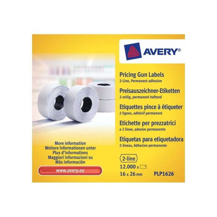 Avery PLP1626 etichetta autoadesiva Etichetta con prezzo Permanente Bianco 12000 pz