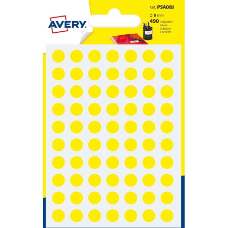 Avery PSA08J etichetta autoadesiva Cerchio Permanente Giallo 420 pz