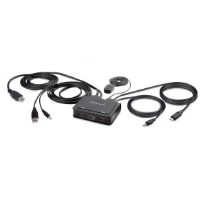 StarTech.com KVM Switch USB-C e HDMI Ibrido a 2 porte 4K 60Hz, KVM compatto con cavi host integrati USB-A/HDMI/Audio da 1,8 m e