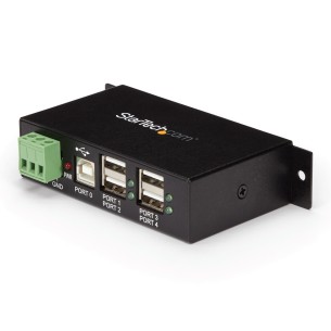 StarTech.com Hub USB 2.0 a 4 porte - Hub USB-A industriale in metallo - Hub dati USB montabile su guida DIN, parete o scrivania