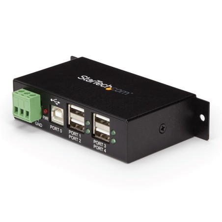 StarTech.com Hub USB 2.0 a 4 porte - Hub USB-A industriale in metallo - Hub dati USB montabile su guida DIN, parete o scrivania
