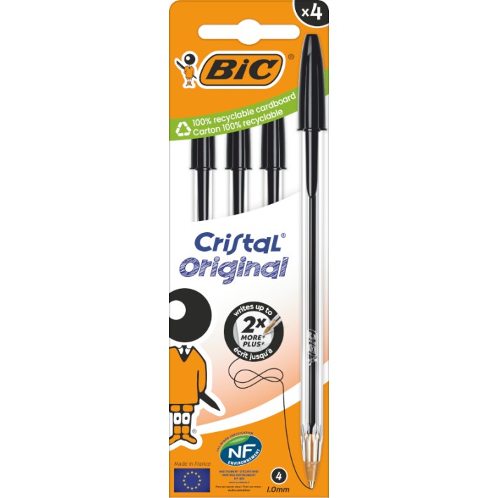 BIC 516335 penna a sfera Nero Medio 4 pz