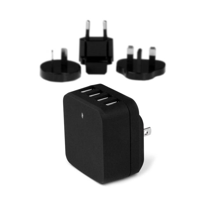 StarTech.com Caricatore da Parete a 4 porte USB con spine Internazionaili - 34W/6.8A - Nero