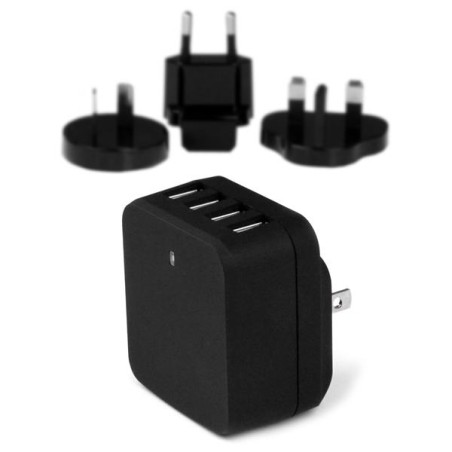 StarTech.com Caricatore da Parete a 4 porte USB con spine Internazionaili - 34W/6.8A - Nero