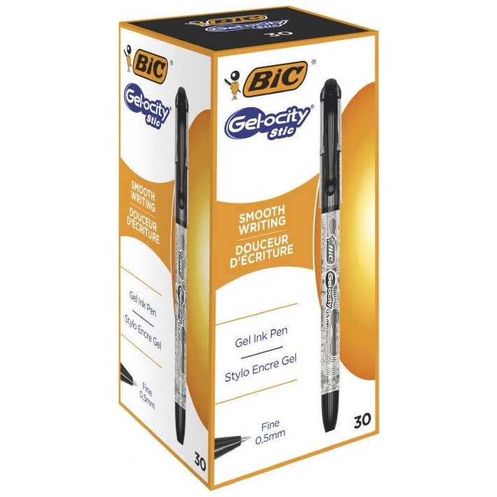 BIC CEL1010266 penna gel Penna in gel con cappuccio Fine Nero 30 pz