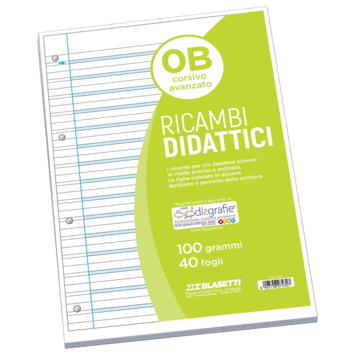 Blasetti 7432 quaderno per scrivere A4 40 fogli Verde, Azzurro, Bianco
