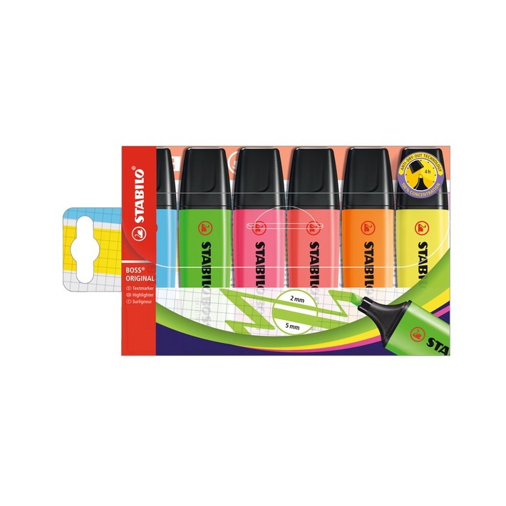 STABILO BOSS ORIGINAL evidenziatore 6 pz Punta smussata Multi