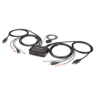 StarTech.com Switch KVM DisplayPort a 2 porte - 4K 60Hz - KVM switch compatto a doppia porta UHD DP 1.2 USB con cavi da 1,5 m e