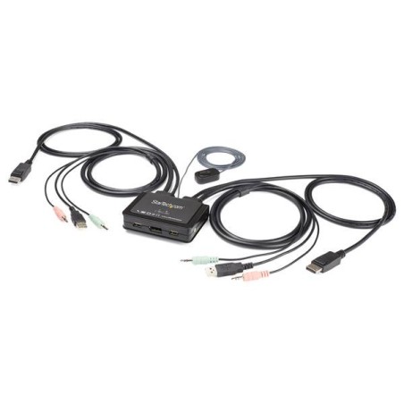 StarTech.com Switch KVM DisplayPort a 2 porte - 4K 60Hz - KVM switch compatto a doppia porta UHD DP 1.2 USB con cavi da 1,5 m e