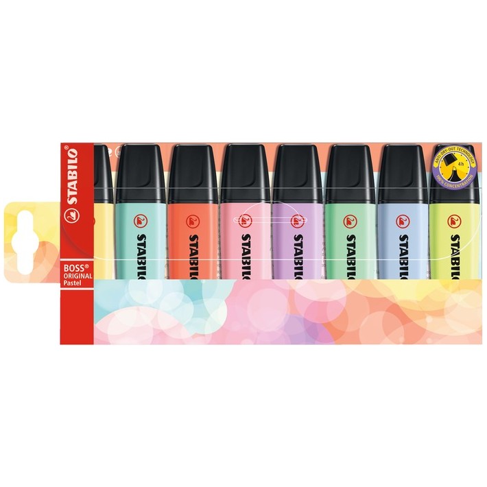 STABILO Boss Original Pastel evidenziatore 8 pz Punta smussata Multicolore