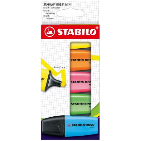 STABILO BOSS MINI evidenziatore 5 pz Punta smussata Blu, Verde, Arancione, Rosa, Giallo