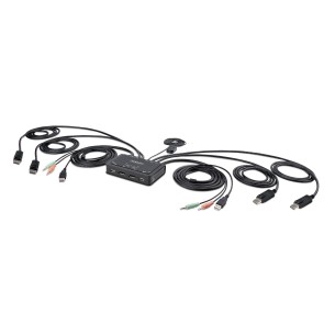 StarTech.com KVM Switch DisplayPort a 2 porte per doppio monitor 4K 60Hz, KVM compatta con cavi USB-A/DisplayPort/Audio da 1,5