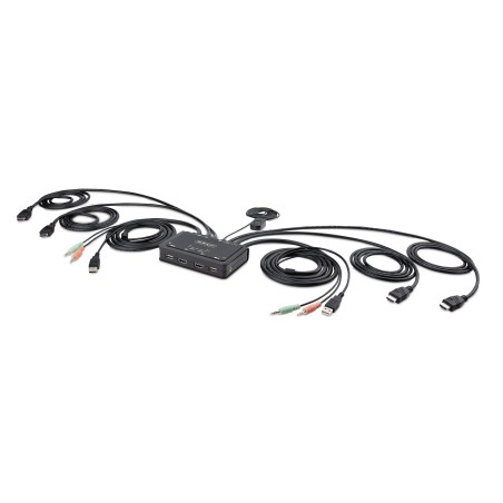 StarTech.com KVM Switch HDMI a 2 porte per doppio monitor 4K 60Hz, KVM compatta con cavi USB-A/HDMI/Audio da 1,5 m,