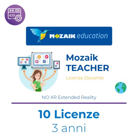Mozaik TEACHER – Kit 10 Licenze Utente/Docente - Abbonamento 3 Anni – Multipiattaforma –  (NO XR Extended Reality) - Multilang