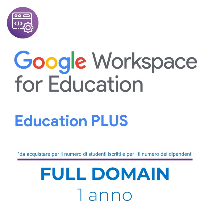 Education Plus New 1 Anno (FULL DOMAIN) da acquistare per il numero di studenti iscritti e dei dipendenti