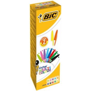 BIC Crystal Nero, Blu, Verde, Azzurro, Verde chiaro, Arancione, Rosa, Porpora, Rosso, Turchese Penna a sfera retrattile a clip