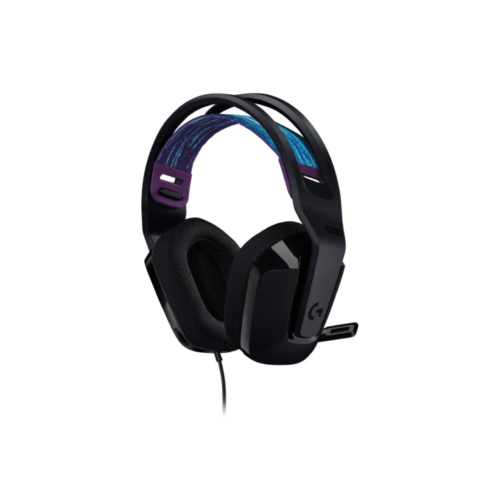 Logitech G G335, Cuffia Gaming cablata con microfono flip-to-mute, jack audio da 3,5 mm, imbottiture in memory foam, leggera,