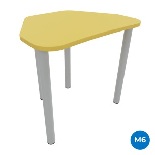 Tavolo Pino Trapezio 4 Gambe in Melaminico con Piedini - Dimensioni 75,5 x 58,5 x 76 cm - Colore Piano Giallo con Bordo Giallo