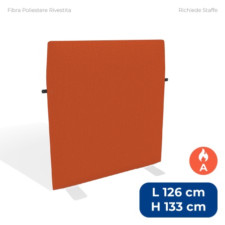 Pannello Fonoassorbente Modello Mirto - in Fibra Poliestere Rivestita con Tessuto Ignifugo A - Dimensioni 126x133 cm - Arancione