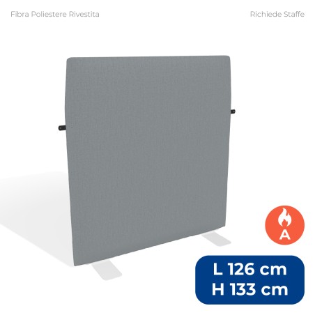 Pannello Fonoassorbente Modello Mirto - in Fibra Poliestere Rivestita con Tessuto Ignifugo A - Dimensioni 126x133 cm - Grigio