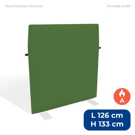 Pannello Fonoassorbente Modello Mirto - in Fibra Poliestere Rivestita con Tessuto Ignifugo A - Dimensioni 126x133 cm - Verde