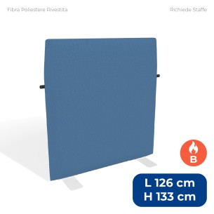 Pannello Fonoassorbente Modello Mirto - in Fibra Poliestere Rivestita con Tessuto Ignifugo B - Dimensioni 126x133 cm - Azzurro