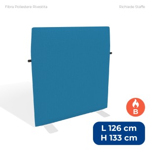 Pannello Fonoassorbente Modello Mirto - in Fibra Poliestere Rivestita con Tessuto Ignifugo B - Dimensioni 126x133 cm - Ciano
