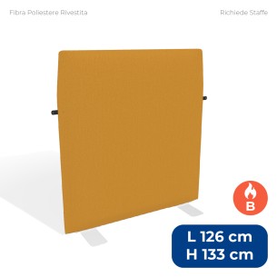 Pannello Fonoassorbente Modello Mirto - in Fibra Poliestere Rivestita con Tessuto Ignifugo B - Dimensioni 126x133 cm - Giallo