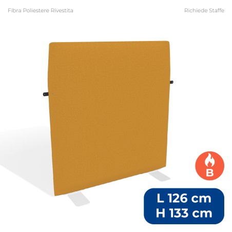 Pannello Fonoassorbente Modello Mirto - in Fibra Poliestere Rivestita con Tessuto Ignifugo B - Dimensioni 126x133 cm - Giallo