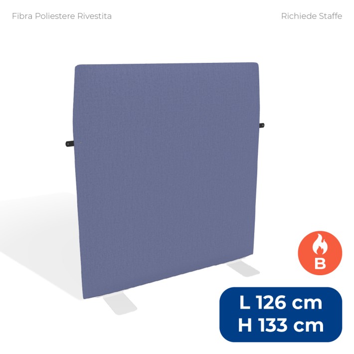 Pannello Fonoassorbente Modello Mirto - in Fibra Poliestere Rivestita con Tessuto Ignifugo B - Dimensioni 126x133 cm - Lilla