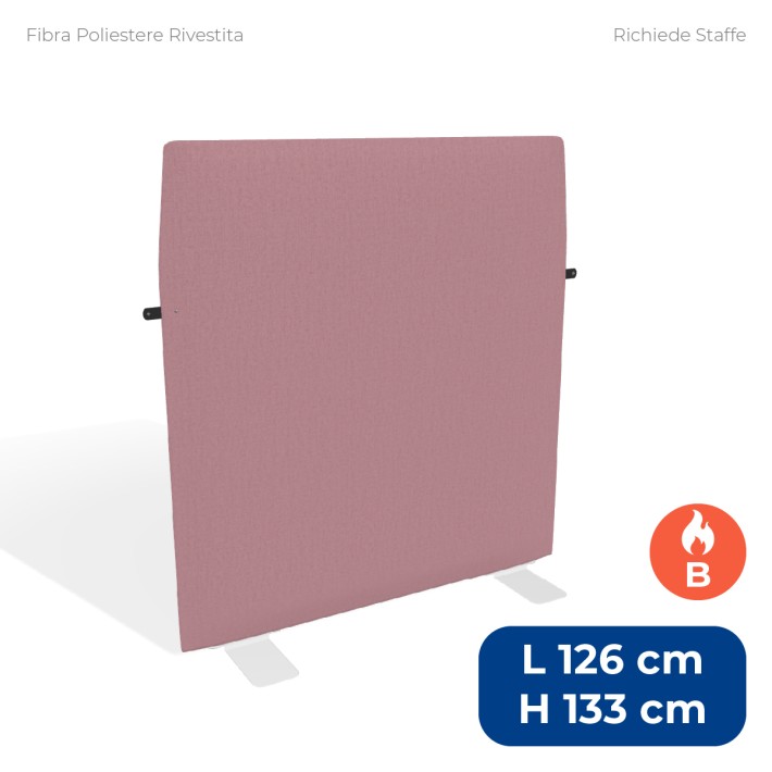 Pannello Fonoassorbente Modello Mirto - in Fibra Poliestere Rivestita con Tessuto Ignifugo B - Dimensioni 126x133 cm - Rosa