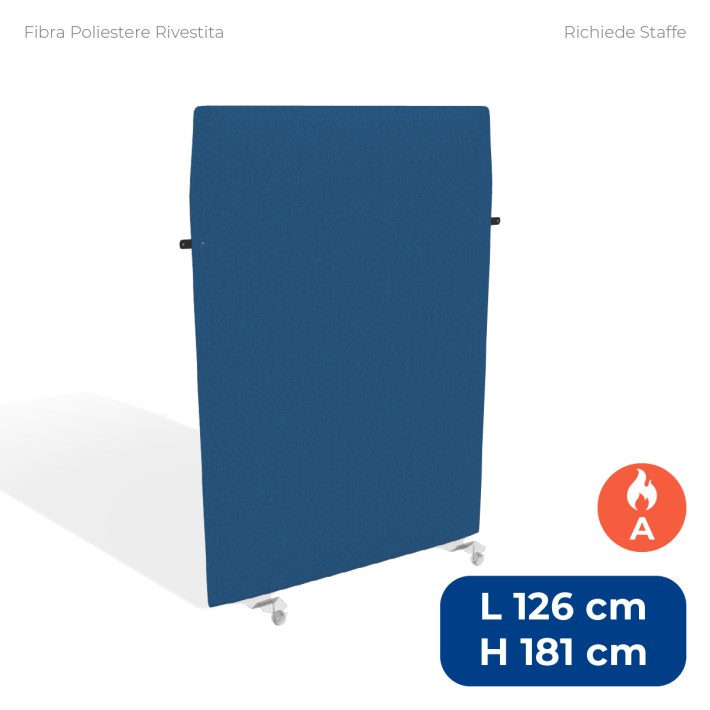 Pannello Fonoassorbente Modello Mirto - in Fibra Poliestere Rivestita con Tessuto Ignifugo A - Dimensioni 126x181cm - Blu Chiaro