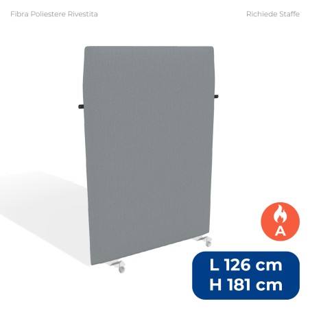 Pannello Fonoassorbente Modello Mirto - in Fibra Poliestere Rivestita con Tessuto Ignifugo A - Dimensioni 126x181 cm - Grigio
