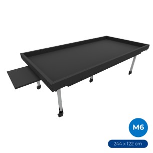 Tavolo Creo L per Robotica in Melaminico con Ruote e Spondine Rimovibili - Dimensioni 244 x 122 x 76,3 cm - Colore Piano Nero