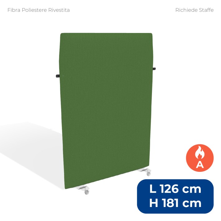 Pannello Fonoassorbente Modello Mirto - in Fibra Poliestere Rivestita con Tessuto Ignifugo A - Dimensioni 126x181 cm - Verde