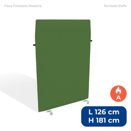 Pannello Fonoassorbente Modello Mirto - in Fibra Poliestere Rivestita con Tessuto Ignifugo A - Dimensioni 126x181 cm - Verde