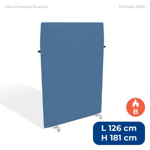 Pannello Fonoassorbente Modello Mirto - in Fibra Poliestere Rivestita con Tessuto Ignifugo B - Dimensioni 126x181 cm - Azzurro