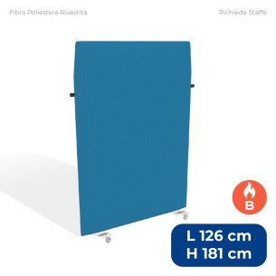 Pannello Fonoassorbente Modello Mirto - in Fibra Poliestere Rivestita con Tessuto Ignifugo B - Dimensioni 126x181 cm - Ciano
