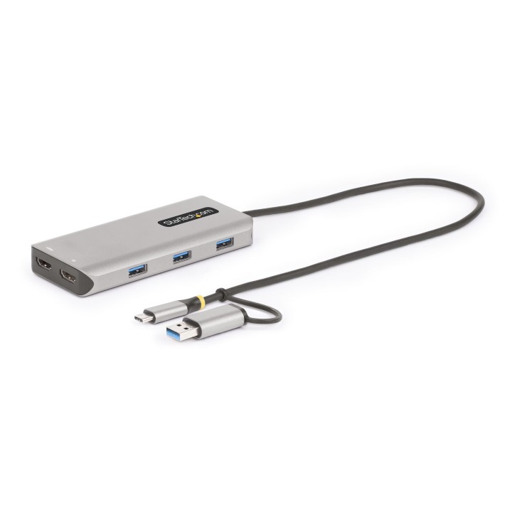 StarTech.com Adattatore multiporta USB-C con dongle USB-C a USB-A, doppio HDMI (4K30Hz/1080p60Hz), Hub USB-A 5Gbps a 3 porte,