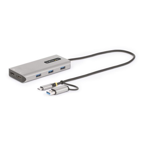 StarTech.com Adattatore multiporta USB-C con dongle USB-C a USB-A, doppio HDMI (4K30Hz/1080p60Hz), Hub USB-A 5Gbps a 3 porte,