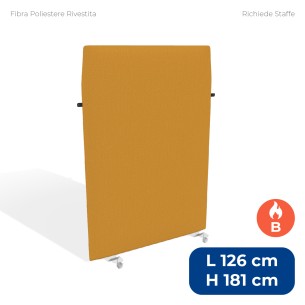Pannello Fonoassorbente Modello Mirto - in Fibra Poliestere Rivestita con Tessuto Ignifugo B - Dimensioni 126x181 cm - Giallo