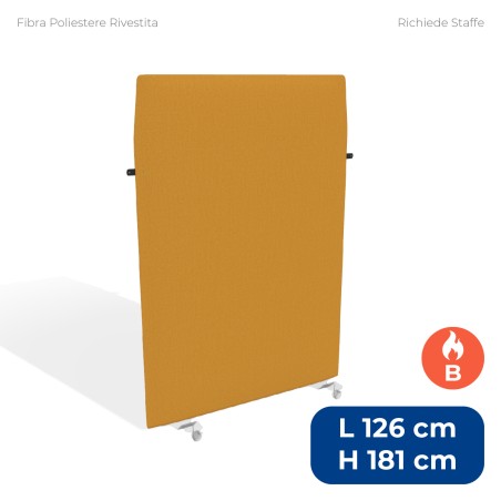Pannello Fonoassorbente Modello Mirto - in Fibra Poliestere Rivestita con Tessuto Ignifugo B - Dimensioni 126x181 cm - Giallo