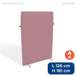 Pannello Fonoassorbente Modello Mirto - in Fibra Poliestere Rivestita con Tessuto Ignifugo B - Dimensioni 126x181 cm - Rosa